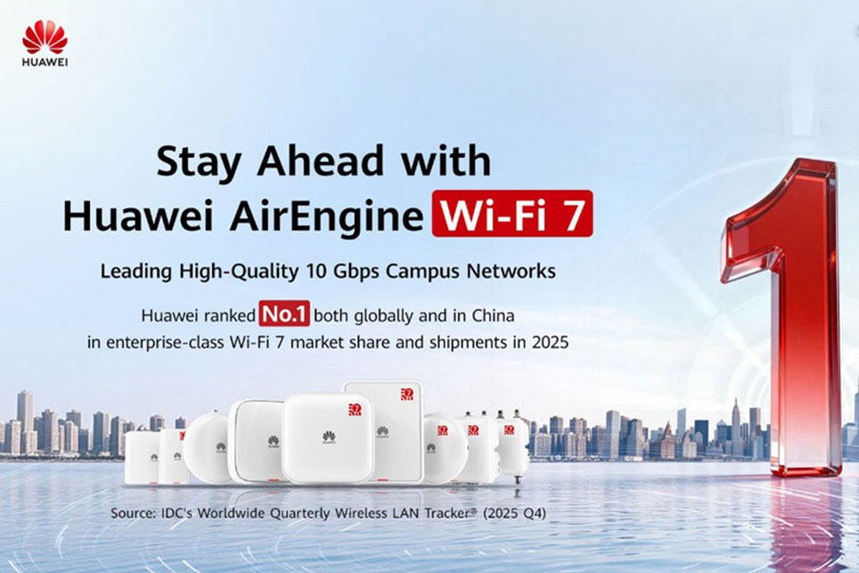 Huawei Ranks No.1 Globally and in China in Enterprise Wi-Fi 7 by Market Share and Shipments